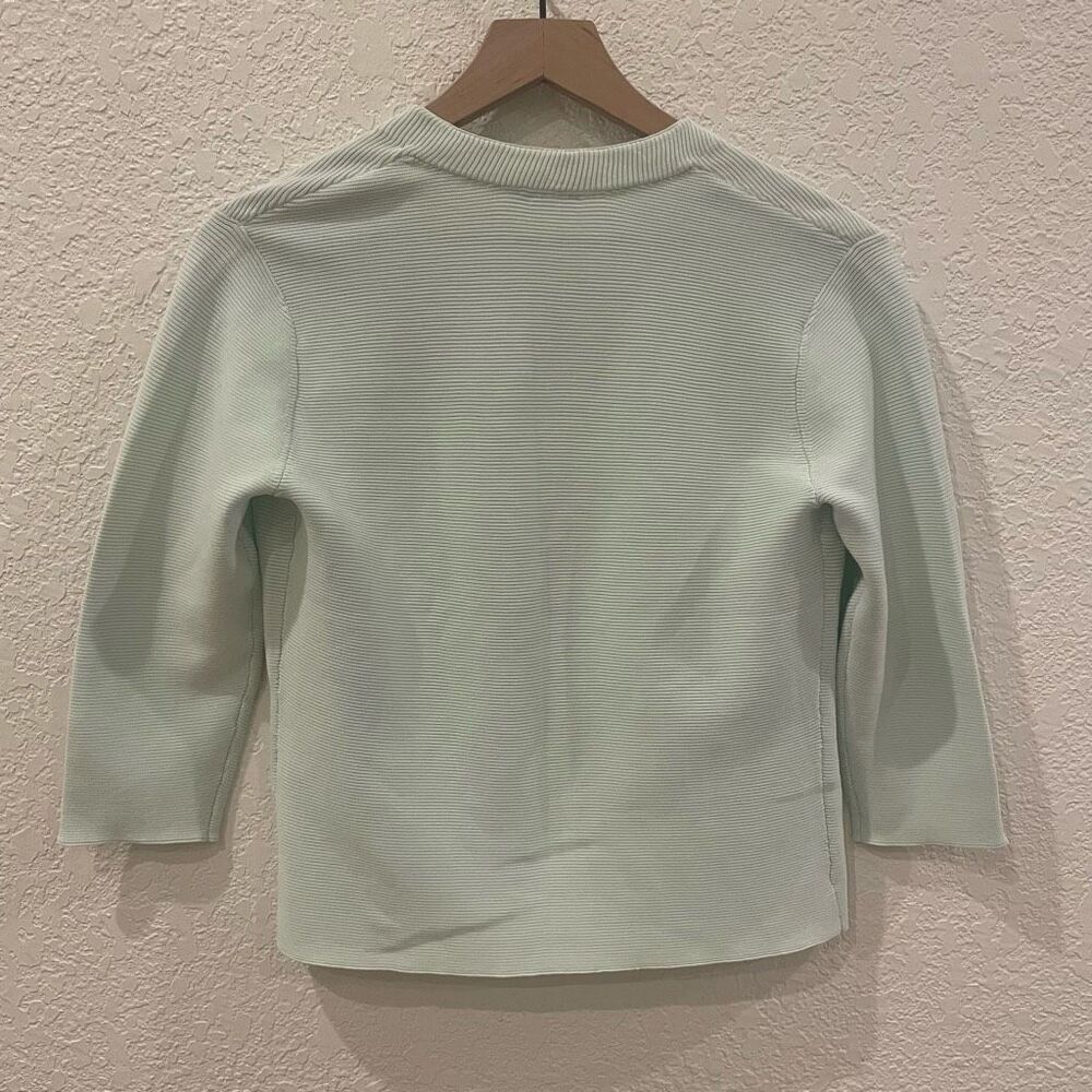 J. McLaughlin La Jolla Pastel Mint Green Open Front Ribbed Cardigan Sweater S - Picture 3 of 11